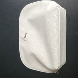 Dior pouch Makeup bag White with Silver shin